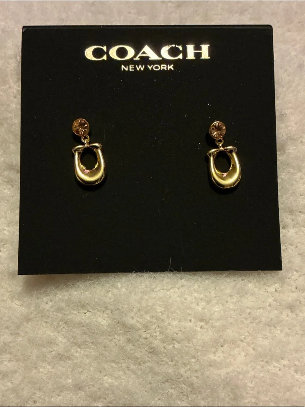 Coach Gold Horseshoe Dangle Stud Earrings - Picture 3 of 3